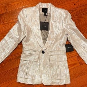 Smythe Peaked Lapel Blazer Metallic Pewter - Size 6
